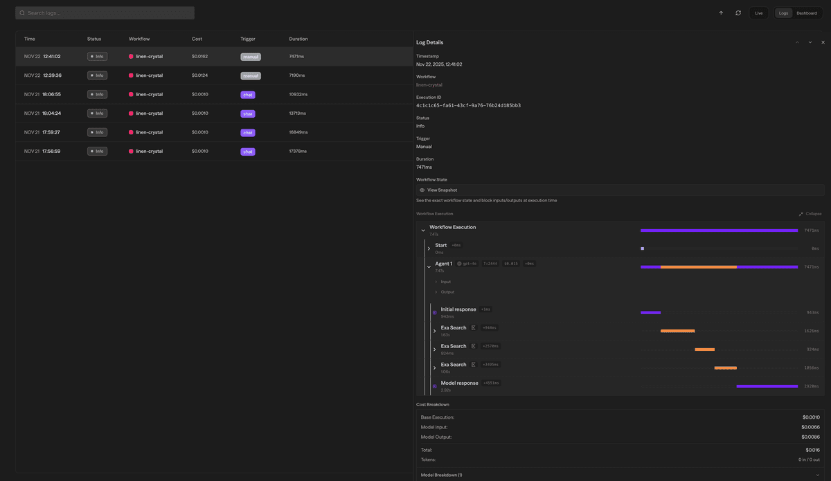 Logs Sidebar Details