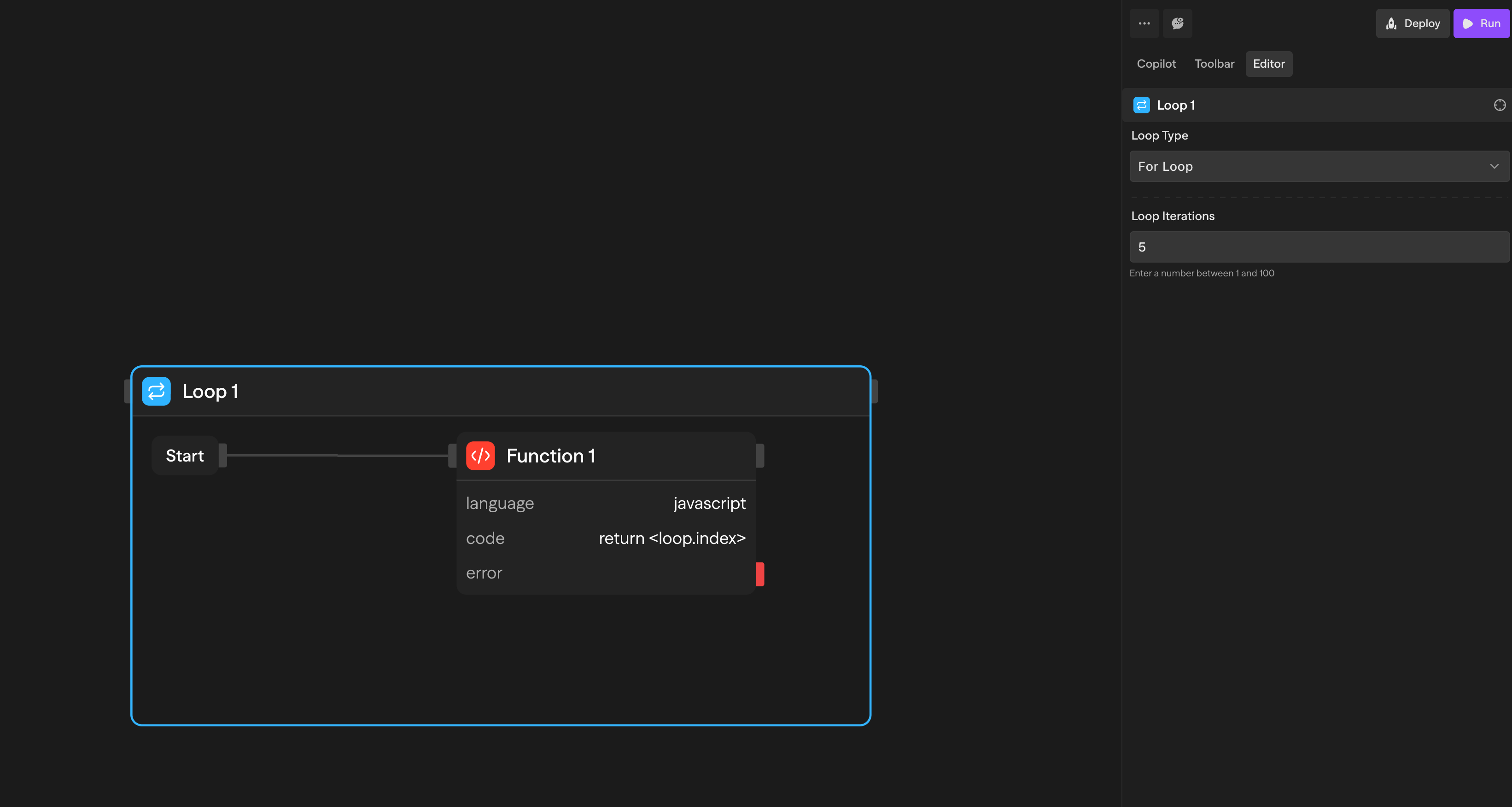 For loop with iterations
