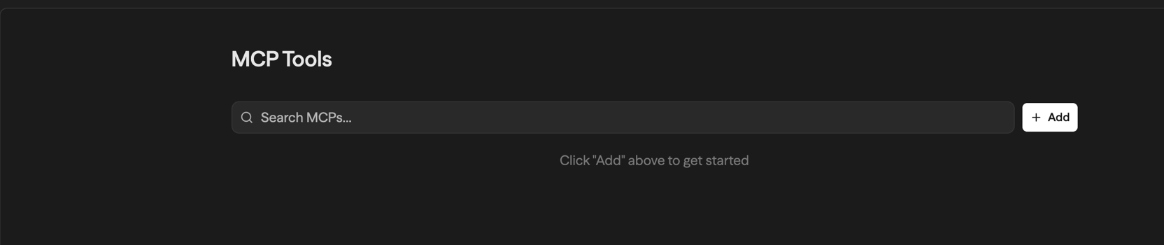 MCP Tools settings page