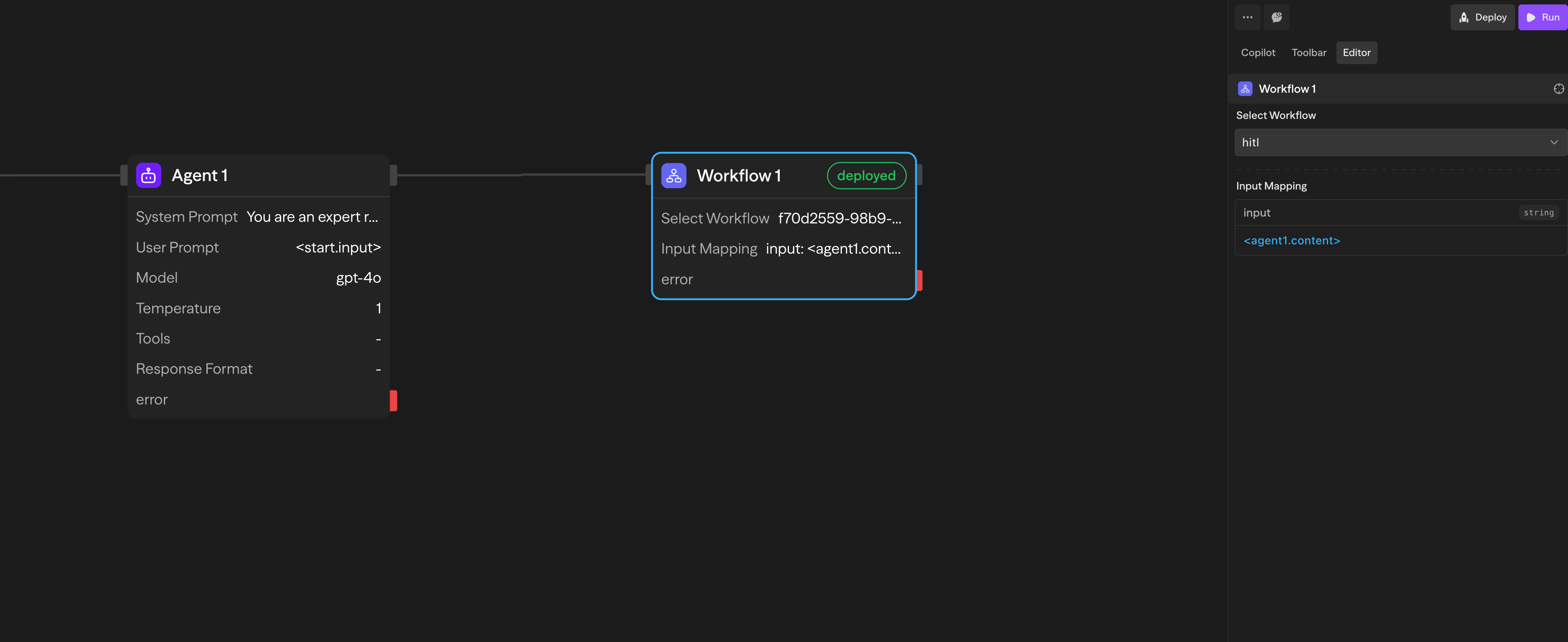 Workflow block with input mapping example