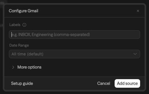 Gmail Search source configuration
