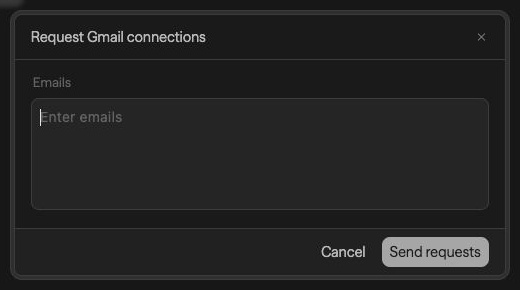 Request Gmail connections with an Emails field and Send requests action